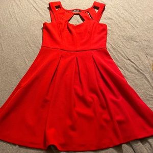 Betsey Johnson Red Cutout Neck Yoke Detail Holiday Dress